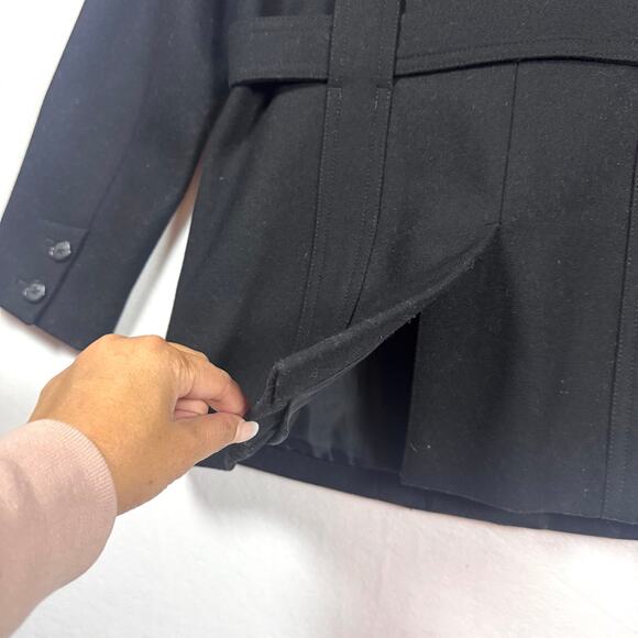 J.CREW Wool Blend Button Up Belted Utility Style Jacket Coat Size Medium Black - Picture 5 of 5